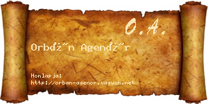 Orbán Agenór névjegykártya